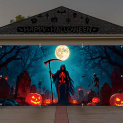 LALAFELL front view garage cover showing full cemetery scene and curb appeal benefit