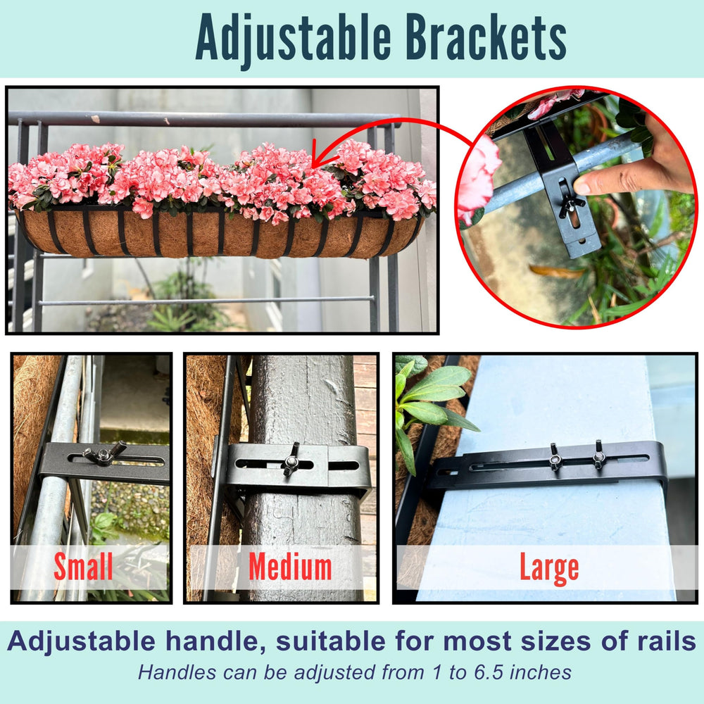 LáLáGreen metal bracket and included hardware demonstrating secure railing attachment
