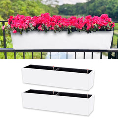 LáLáGreen front view of double 40 inch planters showing clean white finish and included brackets