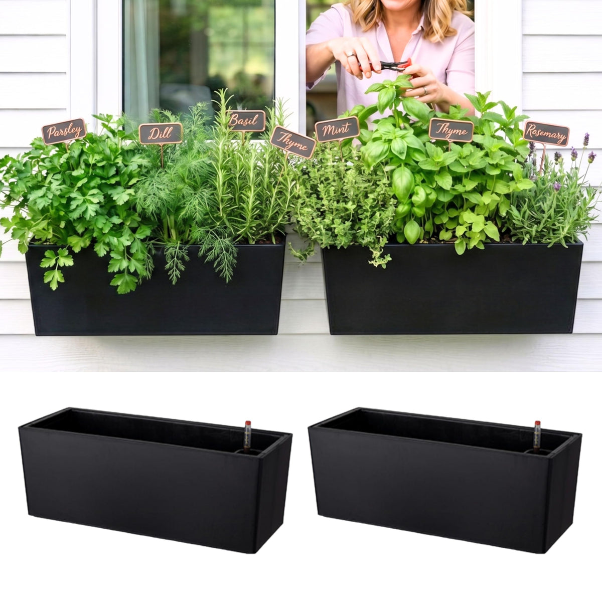 LáLáGreen front view of 20in two-pack showing sleek design and brackets, stylish curb appeal