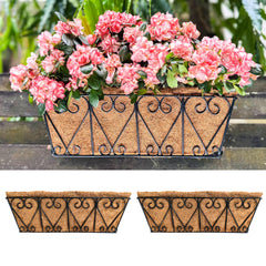 LáLáGreen front view of two 16-inch black metal planters showing space-saving design and curb appeal