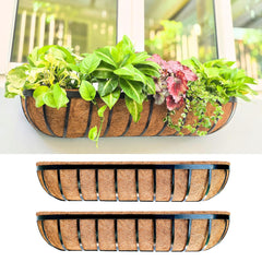 LáLáGreen front view of 36-inch metal planter for large rail displays