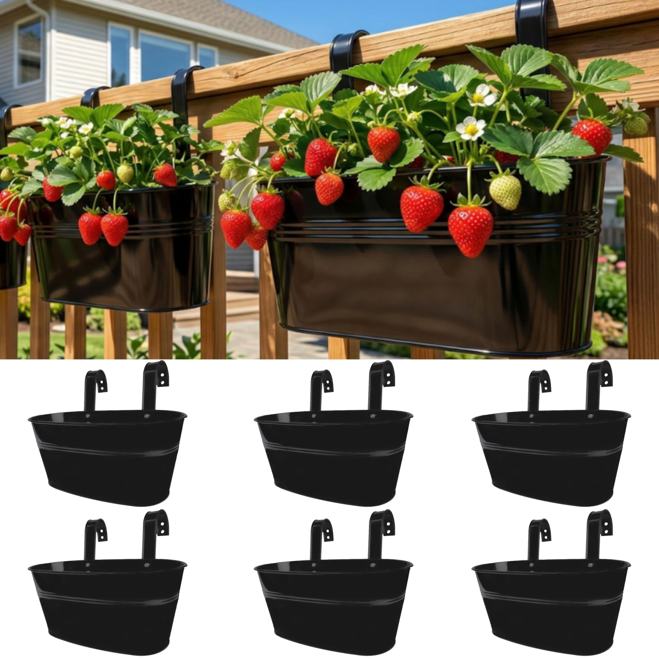 LáLáGreen front view of black metal rail planter showing sleek shape and charm