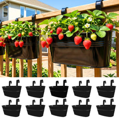 LáLáGreen front view rail planter showing sleek black finish and rectangular shape for curb appeal