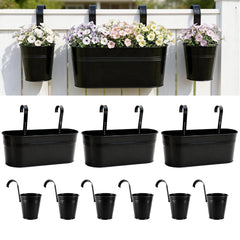 LáLáGreen front view of rail planters showing neat balcony display and curb appeal