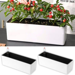 LáLáGreen planter box front view showing the clean white minimalist look and versatility