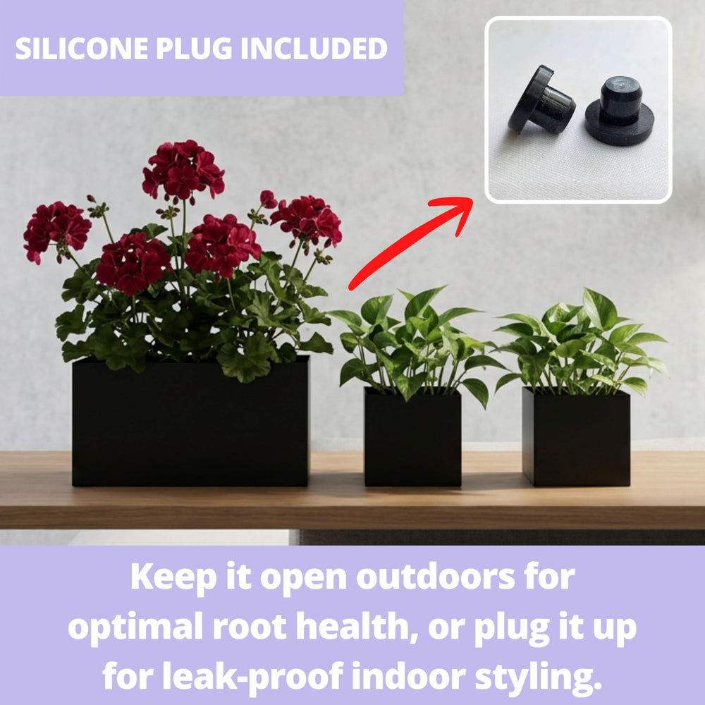LáLáGreen planters next to a hand for size comparison indicating compact footprint and easy handling