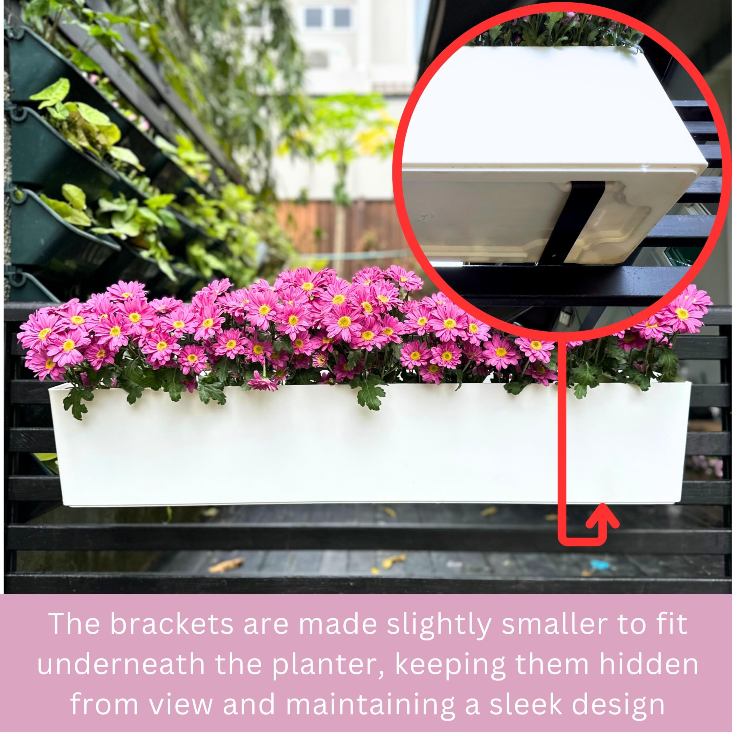 LáLáGreen planter side showing drainage holes that prevent overwatering and root issues