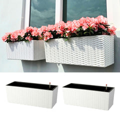 LaLaGreen front view of 20in window box showing sleek white design and mounting brackets