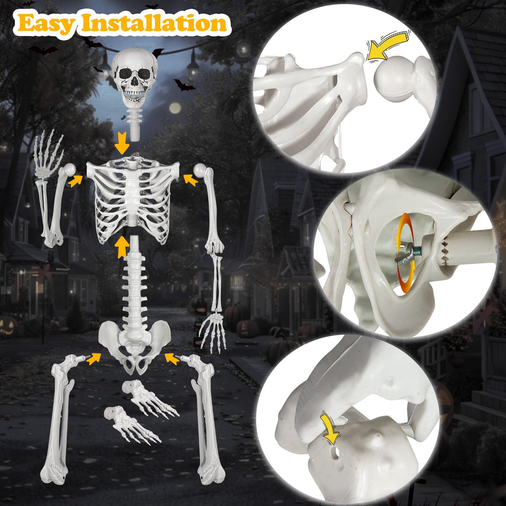 LaLamona skeleton hanging from tree for elevated airborne spooky effect