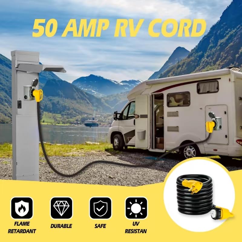 lalarodia cord connecting generator to RV demonstrating reliable shore-power transfer
