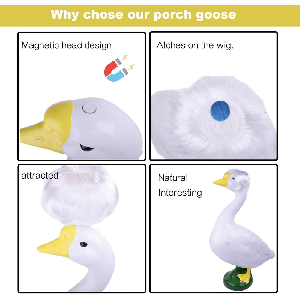 Lamiaraga goose head wearing megenetic wig showing easy seasonal styling