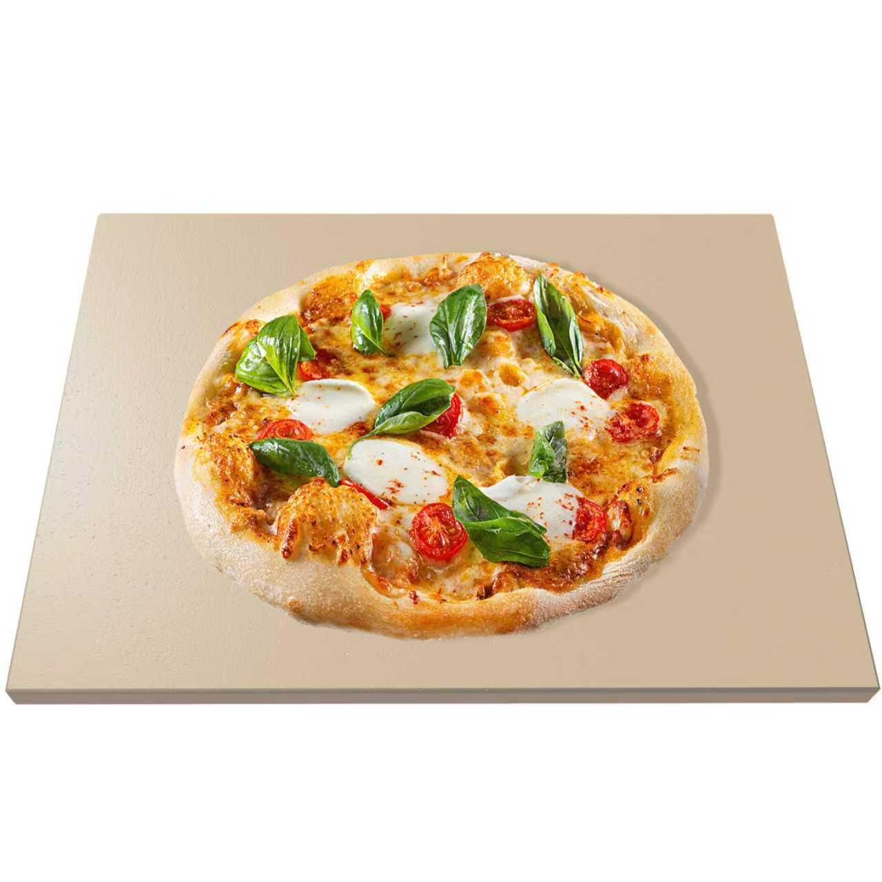 LAMPIZZERIA front view of rectangular pizza stone showing shape and fit benefit