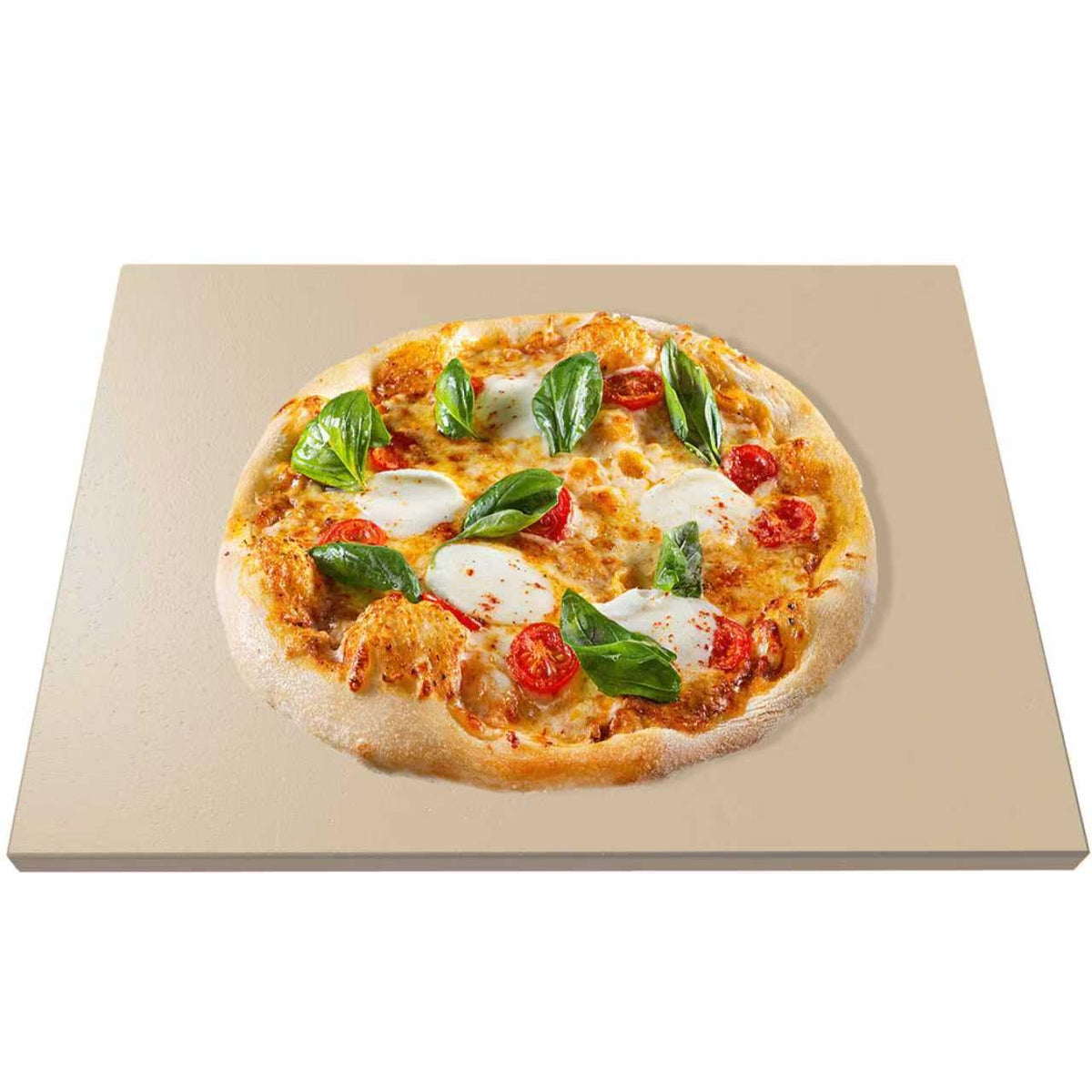 LAMPIZZERIA front view of rectangular pizza stone showing shape and fit benefit