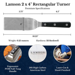 Lamson close-up of blade bevel and edge, highlights slip-under benefit