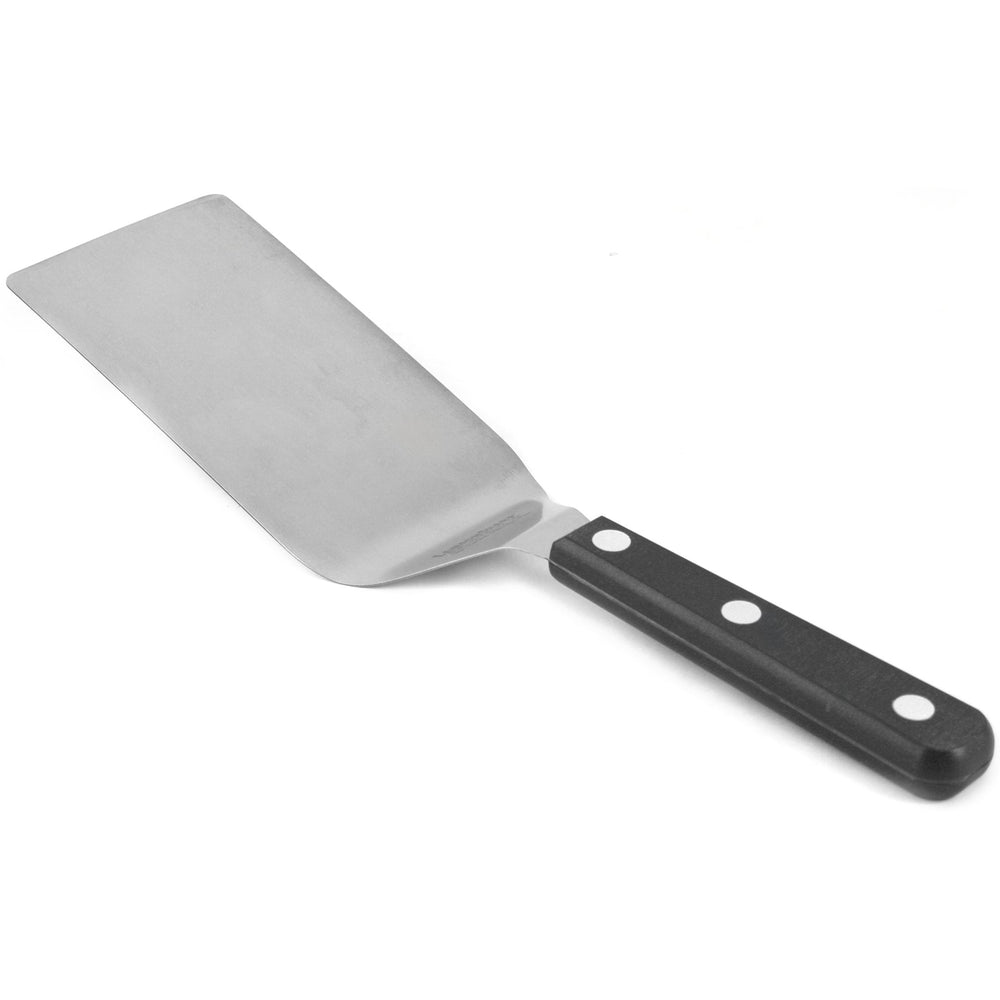 Lamson metal spatula front view showing solid blade and durable handle for reliable flips