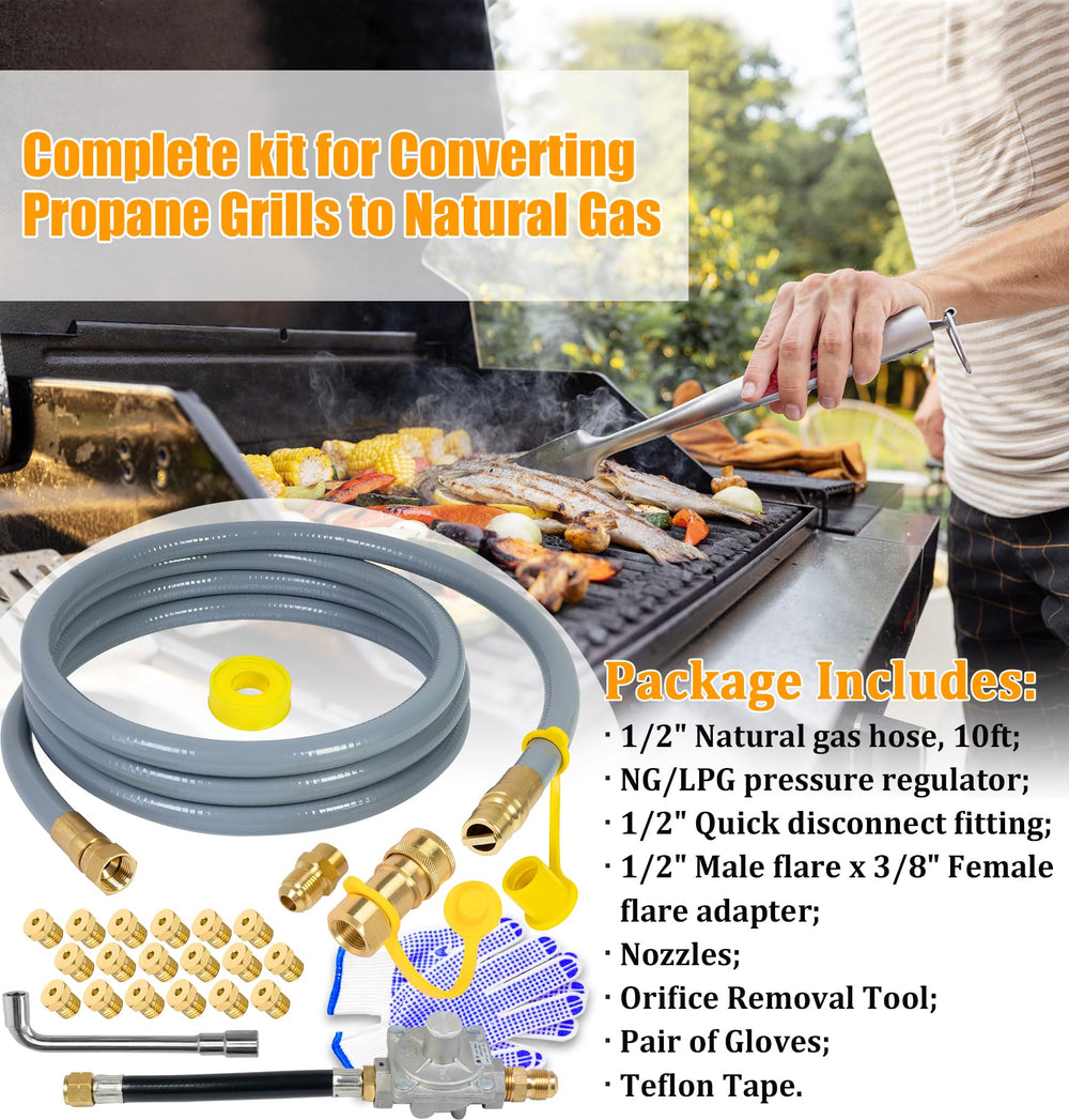 Lamudo 10ft natural gas hose laid out to show reach and flexible installation benefits