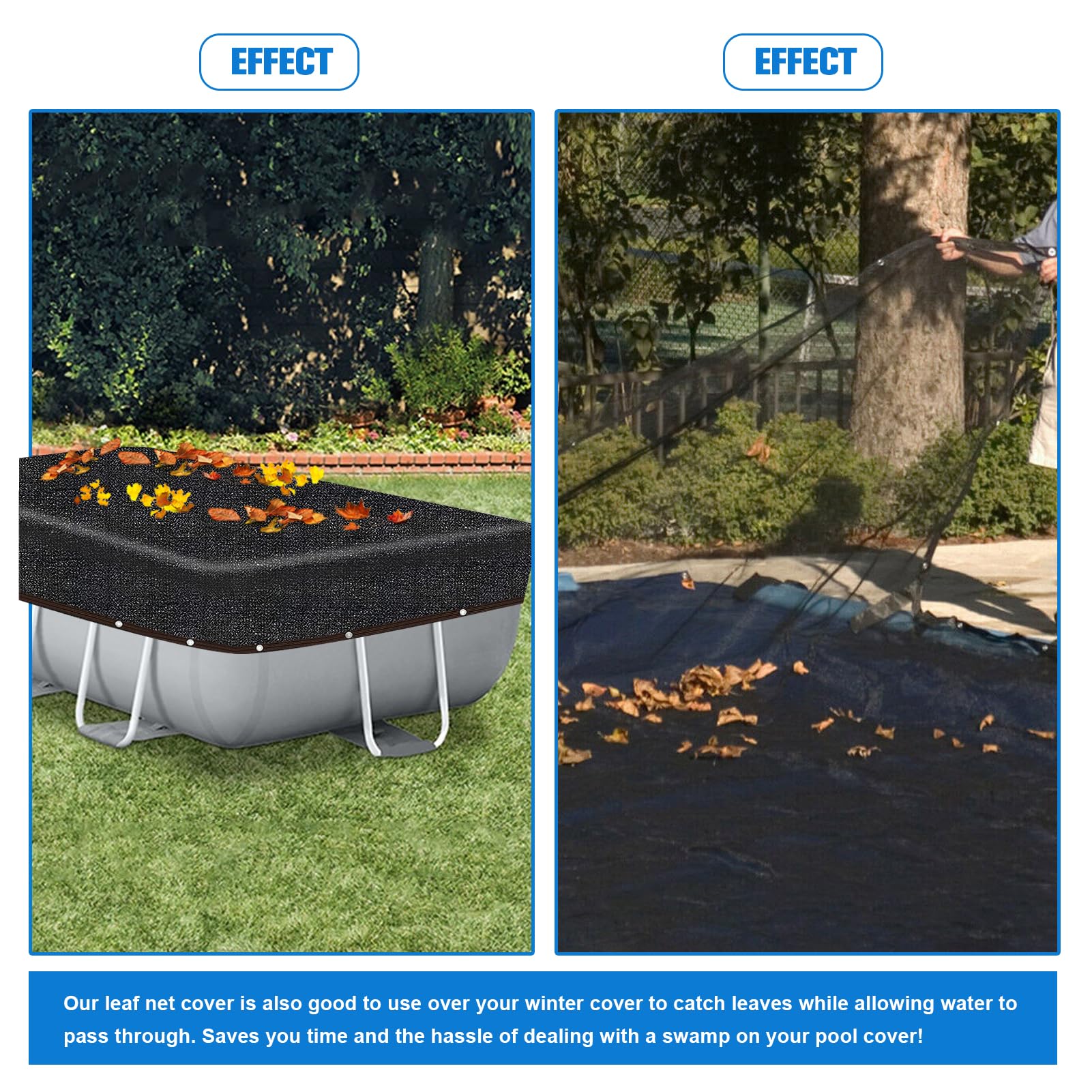 Lanathel fitted on a 12x24 ft oval above-ground pool reducing debris entry