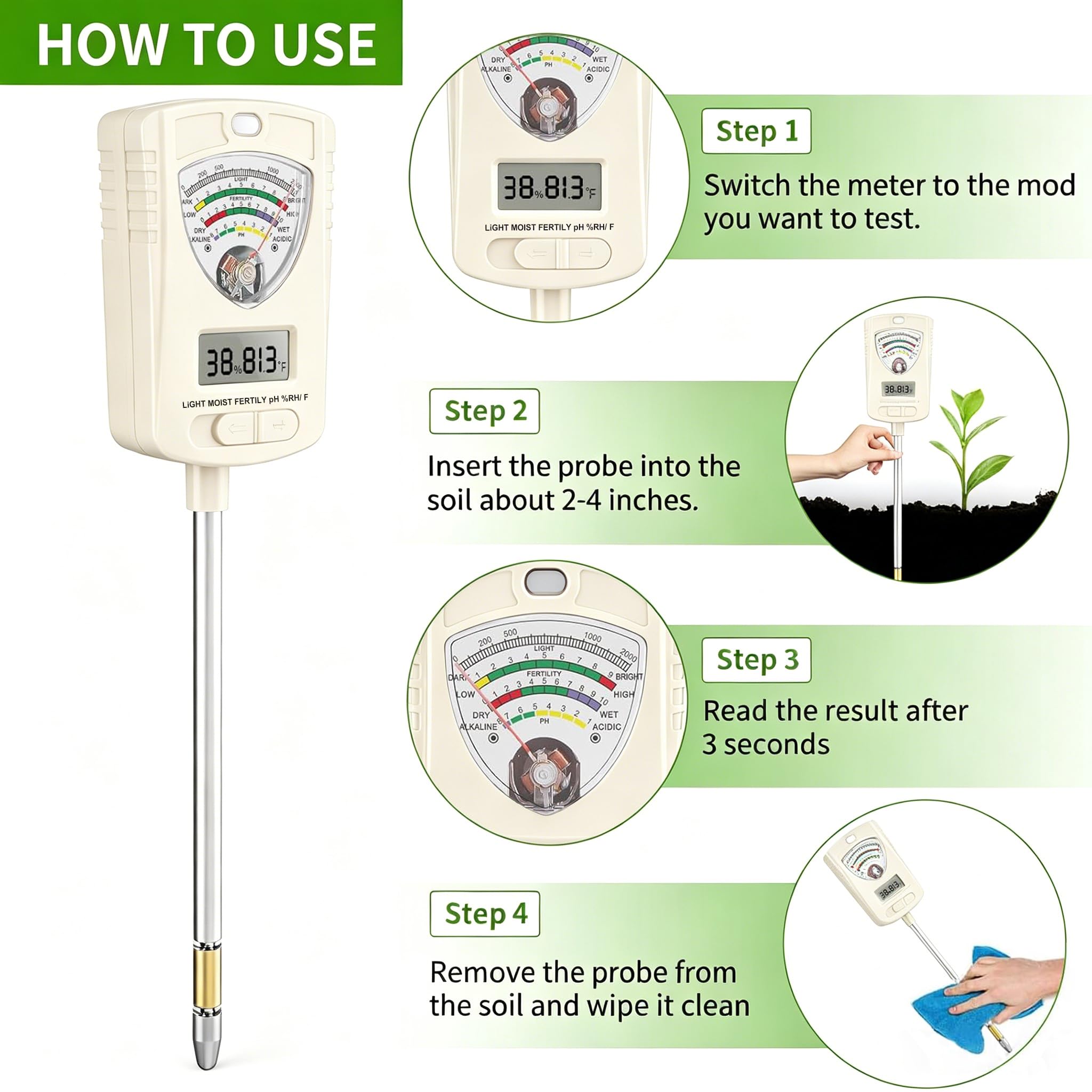 LANBOJINDI inserted into a potted plant providing instant soil data