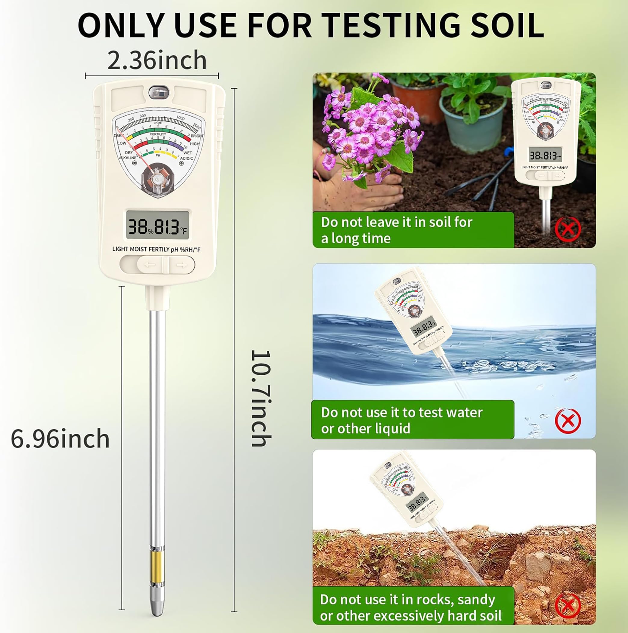 LANBOJINDI screen displaying light and humidity values to assess conditions