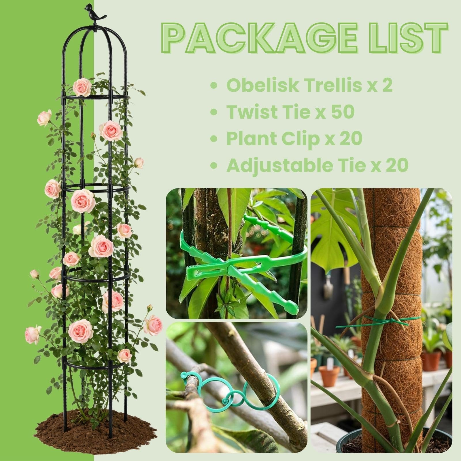 Lancisism obelisk two-pack garden scene showing paired support for vines