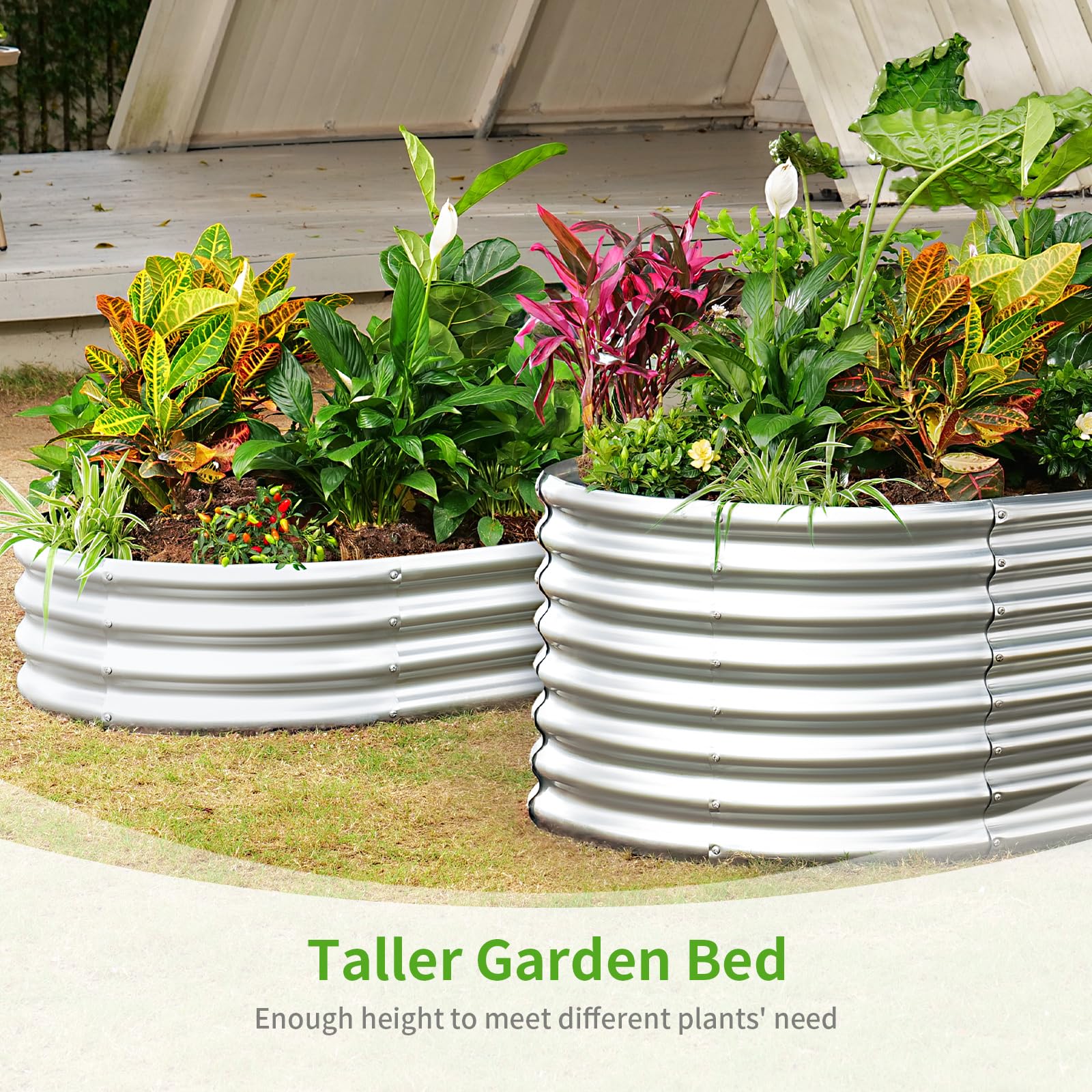 Land Guard planter filled with vegetables showing productive growing results benefit