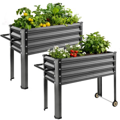 Land Guard front view of two assembled planters showing compact footprint and sturdy build