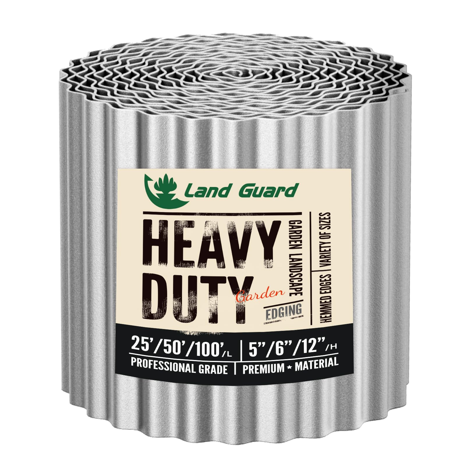 Land Guard front view of rolled 12in edging showing clean modern finish and durability