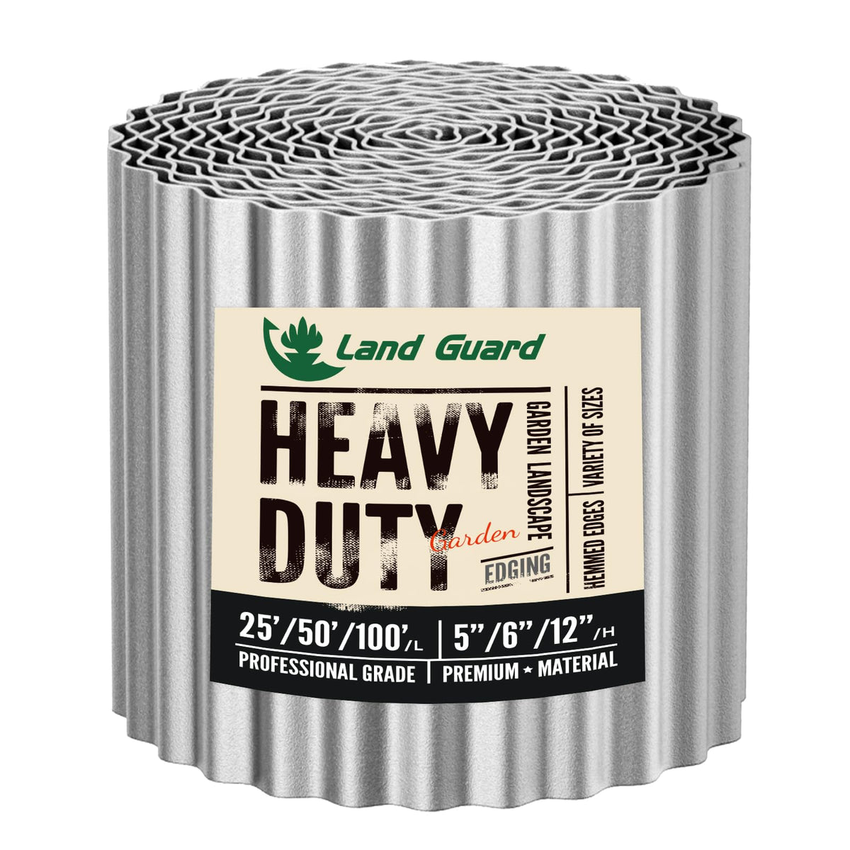 Land Guard front view of rolled 12in edging showing clean modern finish and durability