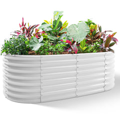 Land Guard front view of 4x2x2ft raised bed showing clean pearl white finish and capacity