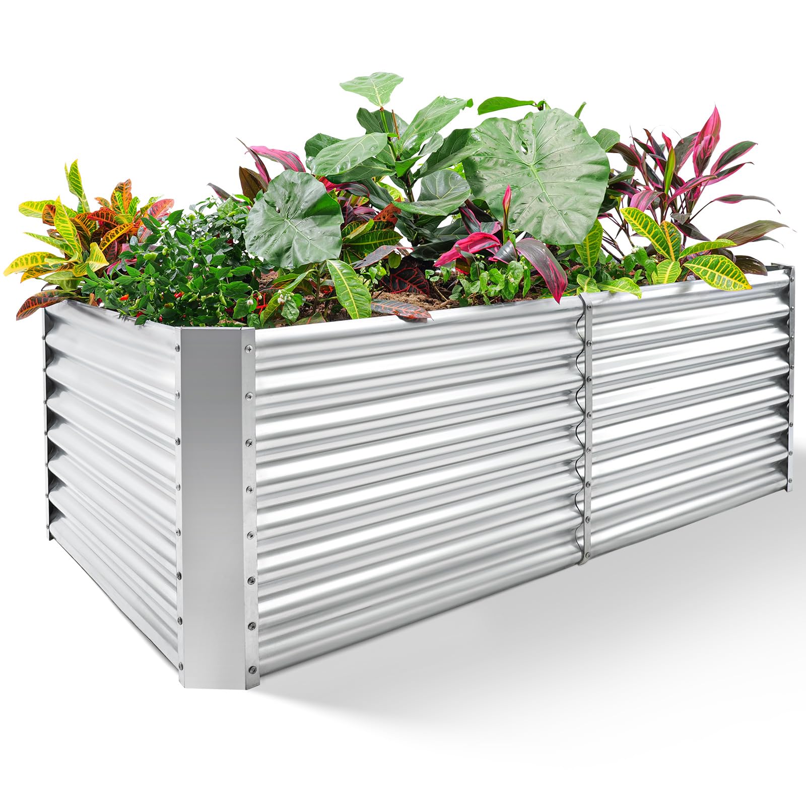 Land Guard front view of assembled galvanized raised bed showing durable shape and depth