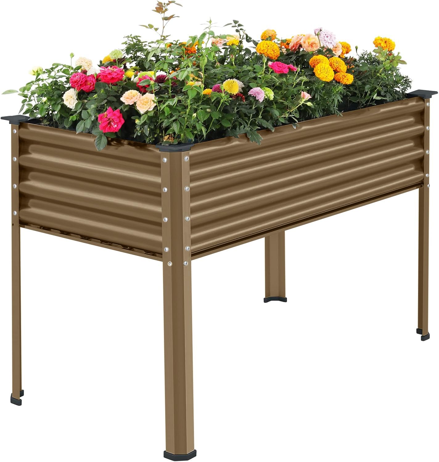Land Guard front view of oval raised garden bed showing capacity and durable build