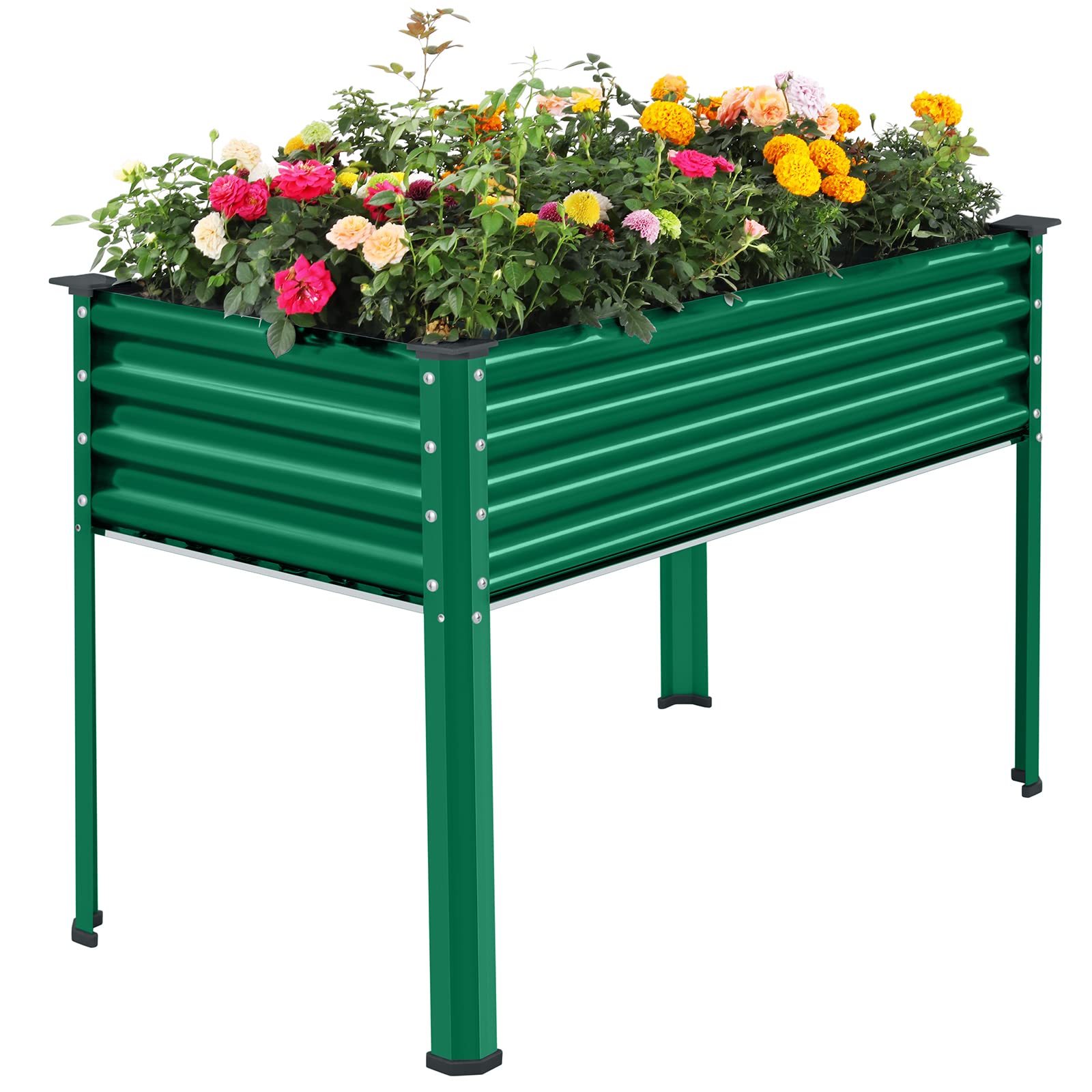Land Guard front view of raised bed showing sturdy green finish and planting area
