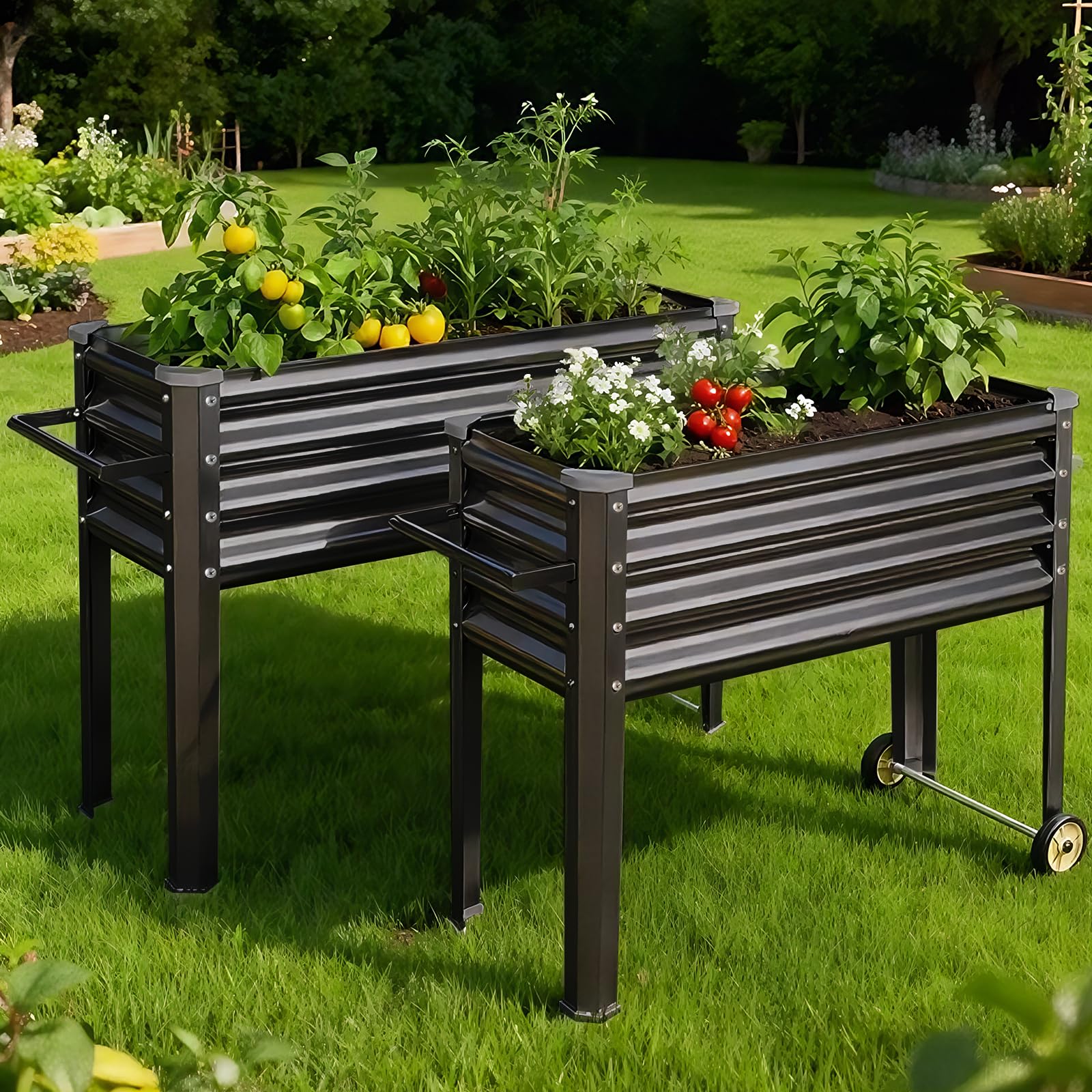 Land Guard planter on patio with plants showcasing versatile outdoor styling
