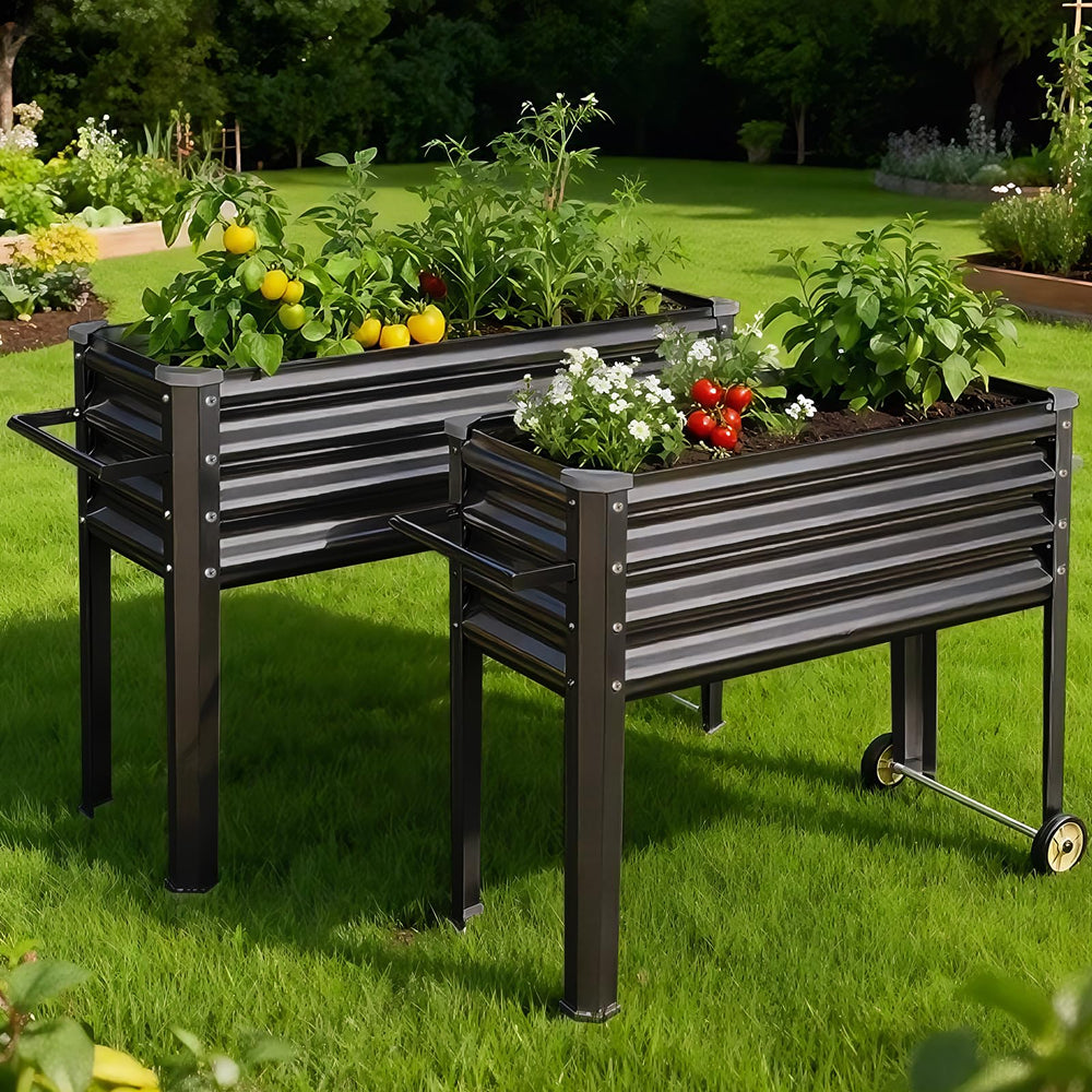 Land Guard planter on patio with plants showcasing versatile outdoor styling