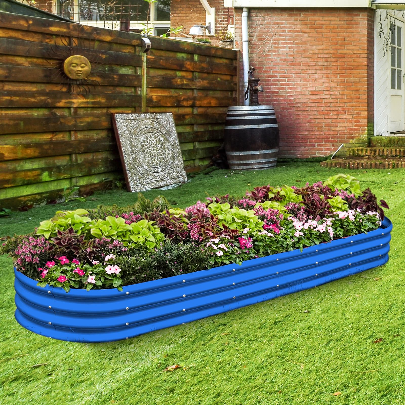 Land Guard on patio with flowers showing stylish outdoor gardening benefit