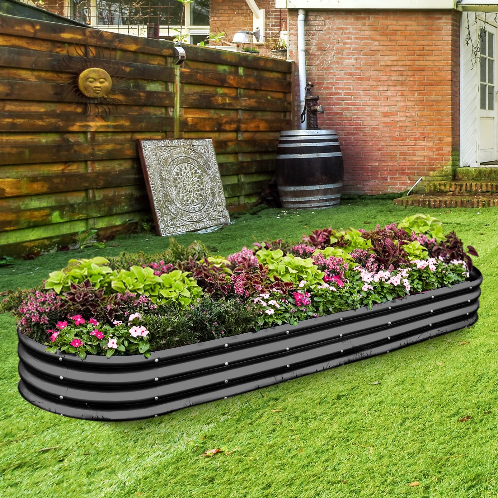 Land Guard pallet on a patio with plants showing stylish, space-saving benefit