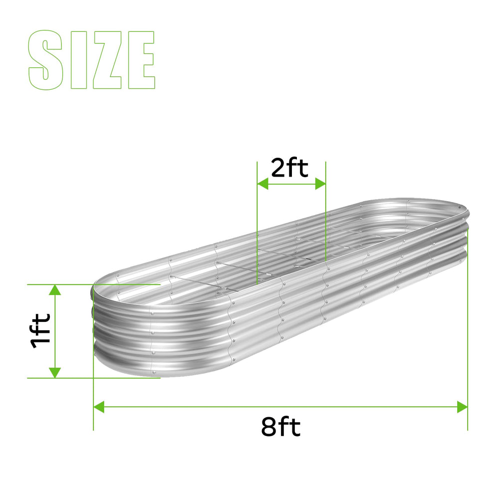 Land Guard side profile of oval metal bed highlighting depth and elongated planting space