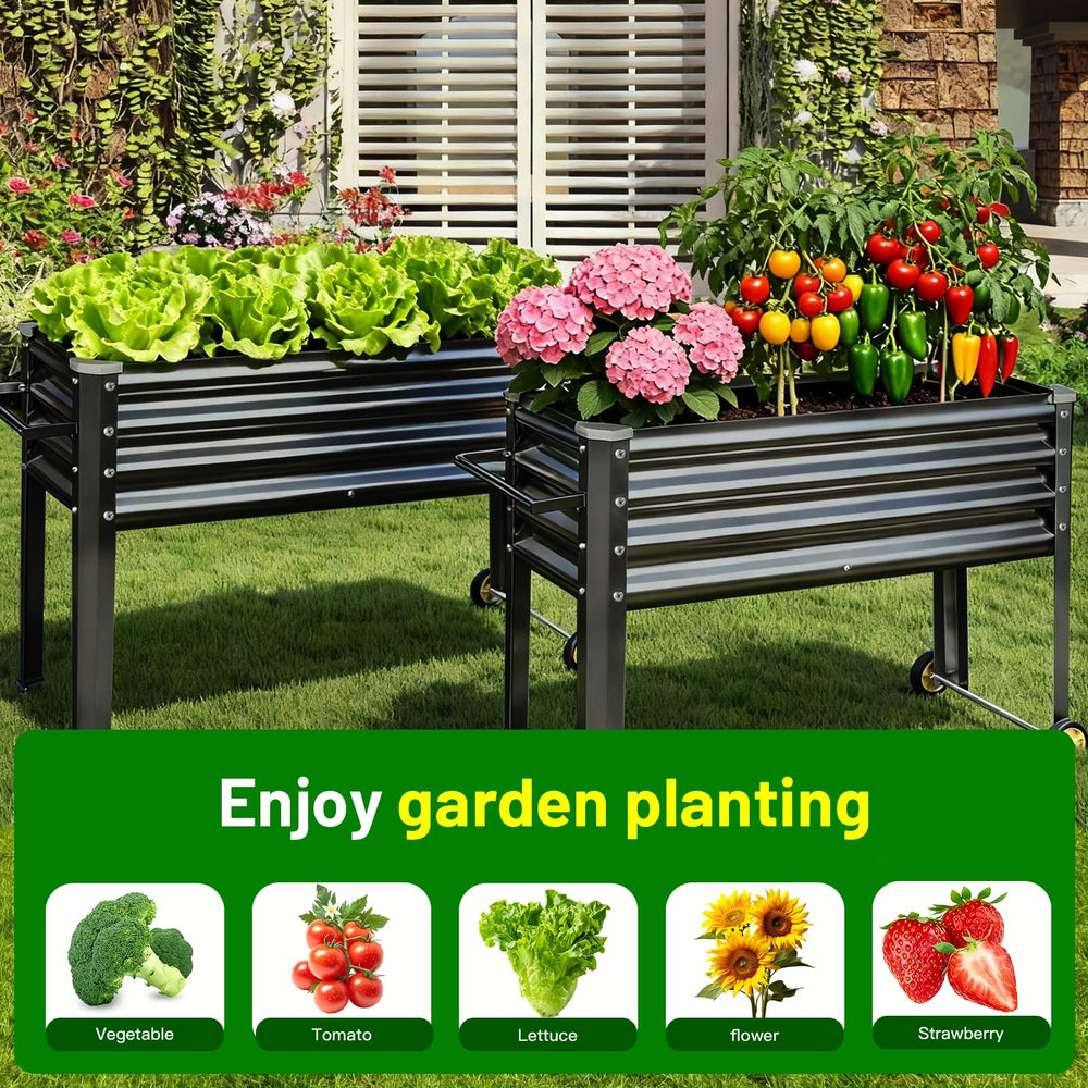 Land Guard planter filled with herbs and vegetables demonstrating space-efficient planting