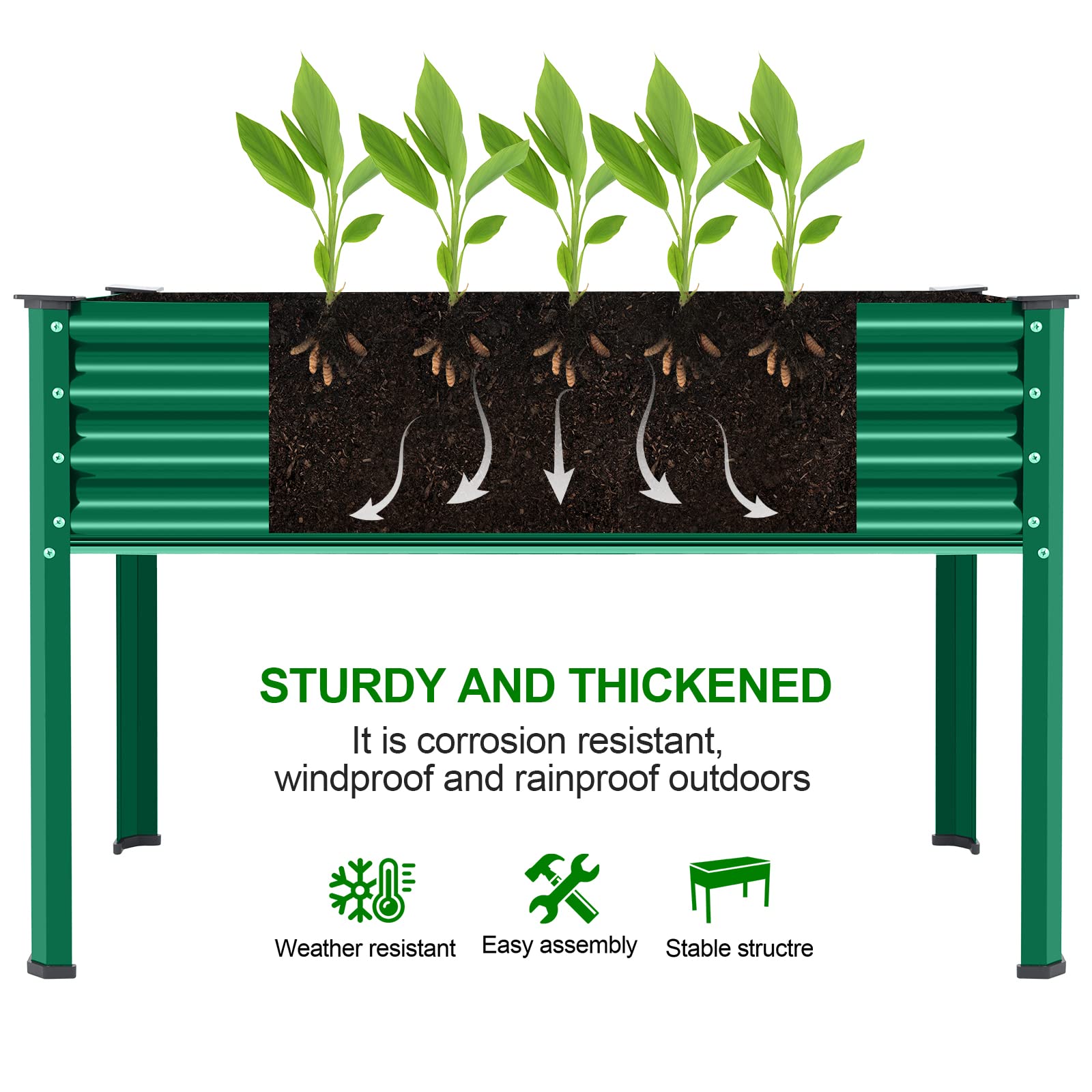 Land Guard planter filled with vegetables demonstrating productive use