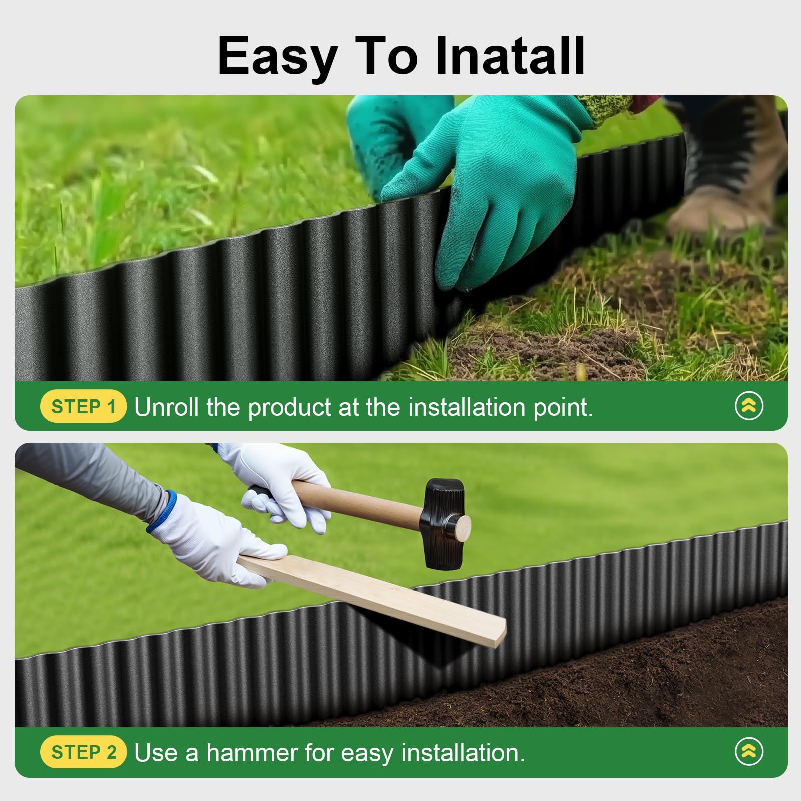 Land Guard edging next to ruler for scale showing 12-inch height advantage