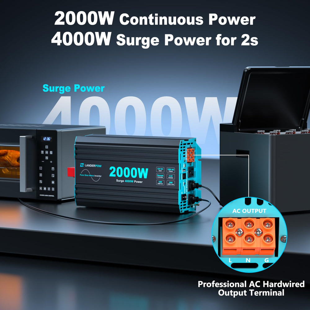 LANDERPOW included 2AWG battery cables ensuring safer high-current transfer
