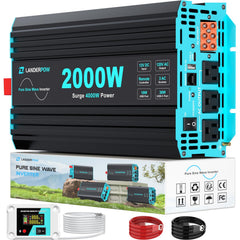 LANDERPOW front panel showing outlets and status LEDs for easy control