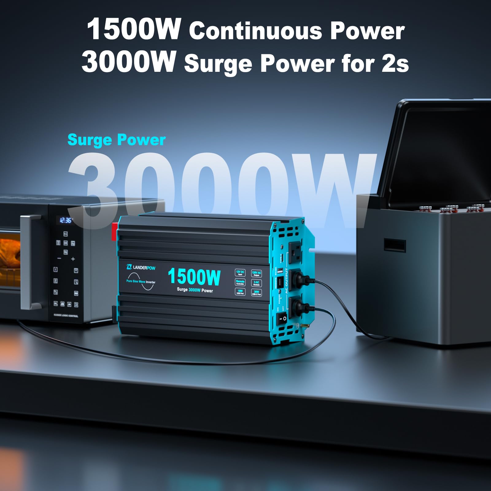 LANDERPOW wired remote LED display for real-time battery and output monitoring