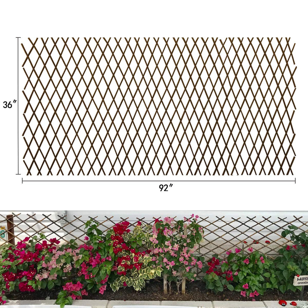 LANDGARDEN front view of willow trellis showing natural finish and grid for plant support