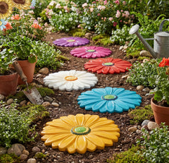 Landical close-up of painted daisy texture showing durable finish and color detail