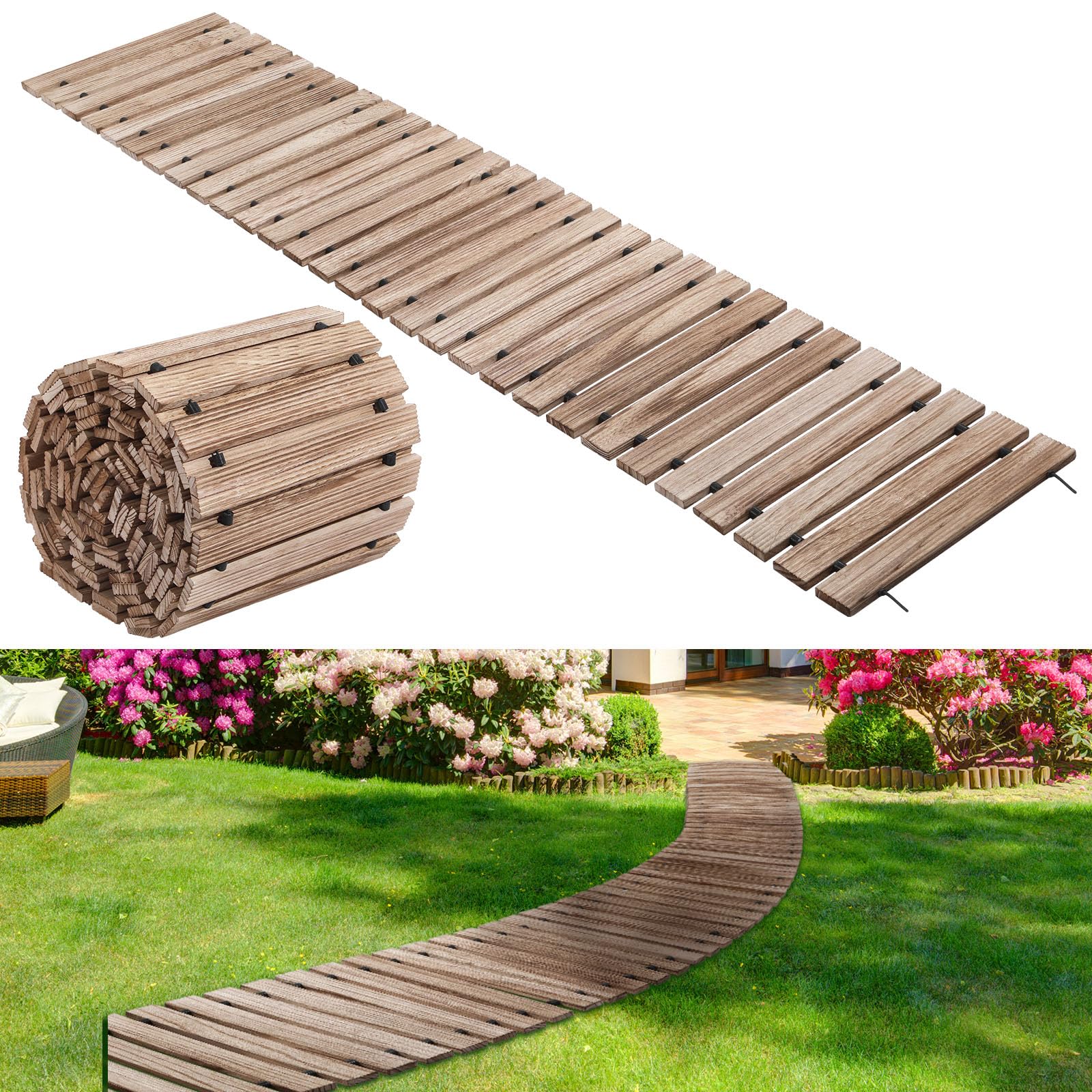 Landical front view of roll-out pathway showing full length and placement benefit