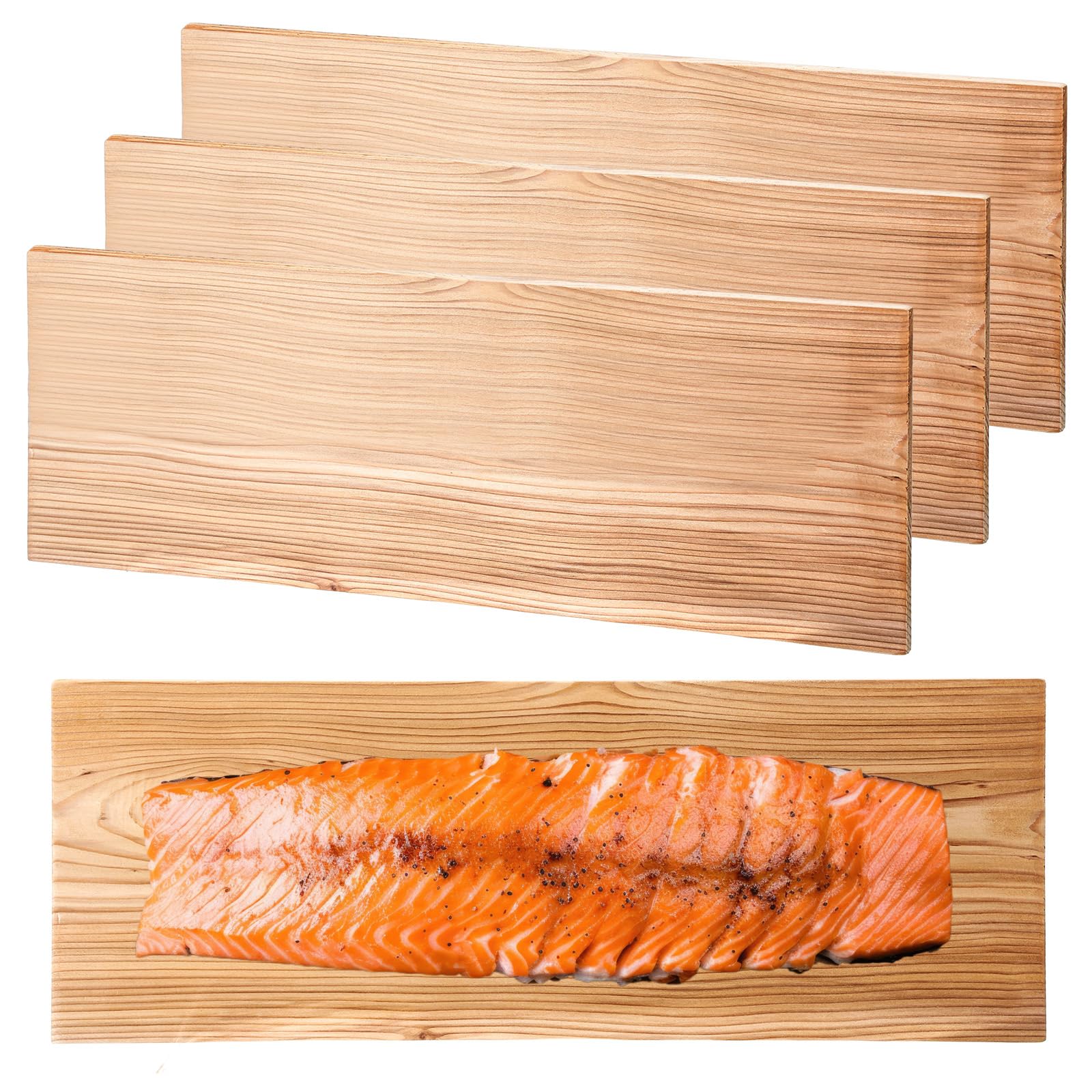 Landical front packaging showing three cedar grilling planks and contents benefit