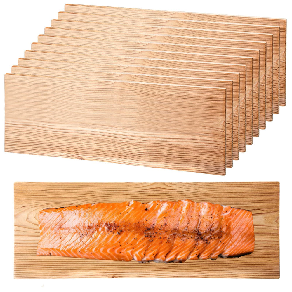 Landical front packaging showing ten cedar grilling planks and clear labeling, easy selection