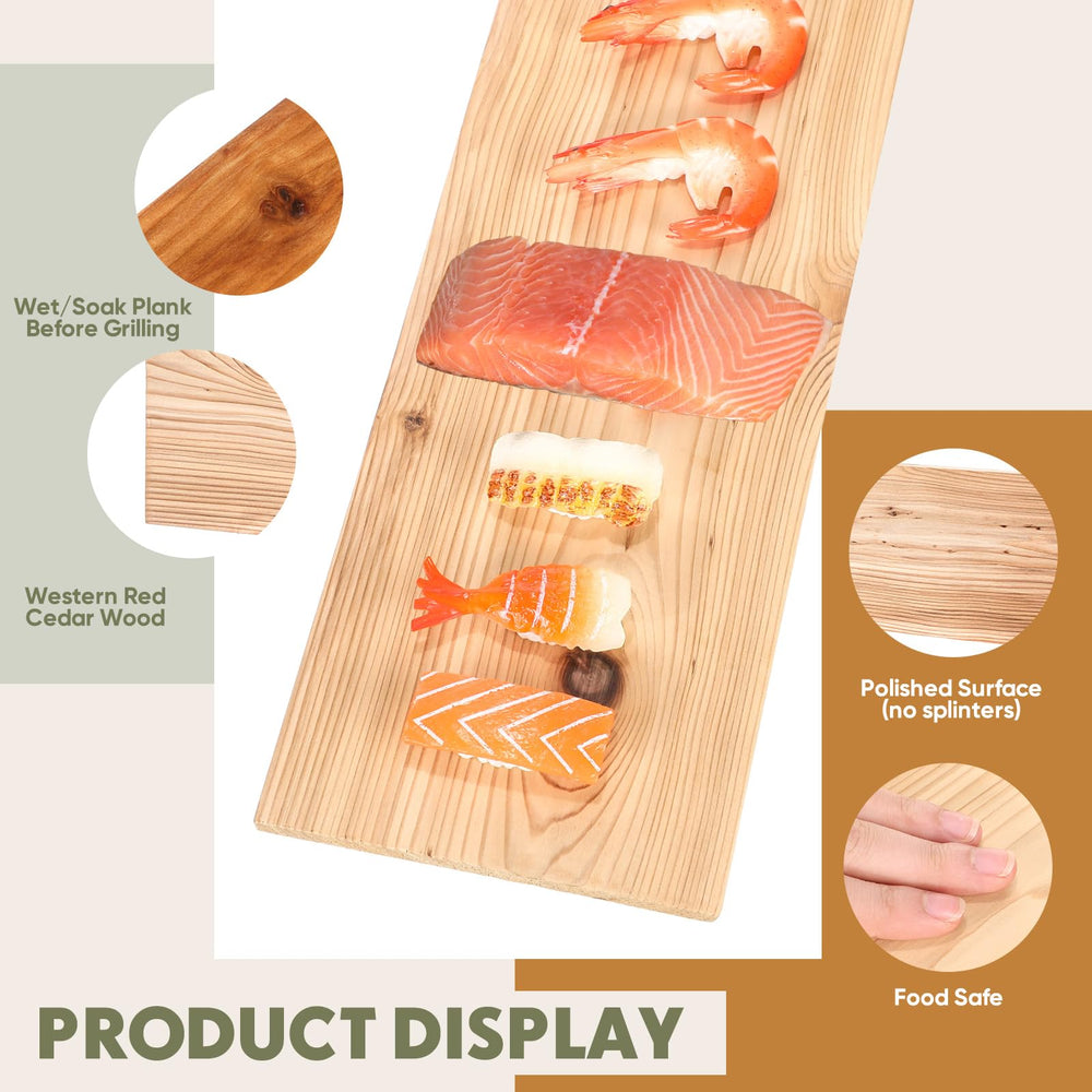 Landical cedar plank on gas grill releasing smoke for flavor without direct flames benefit
